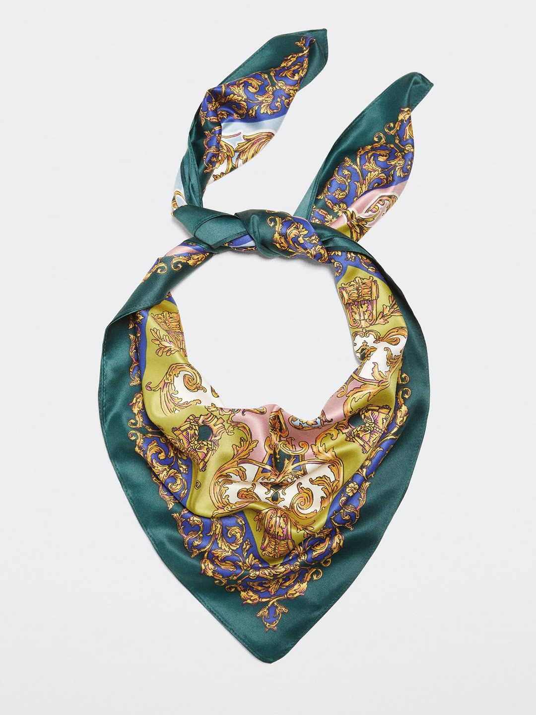 

MANGO Printed Satin Scarf, Mustard