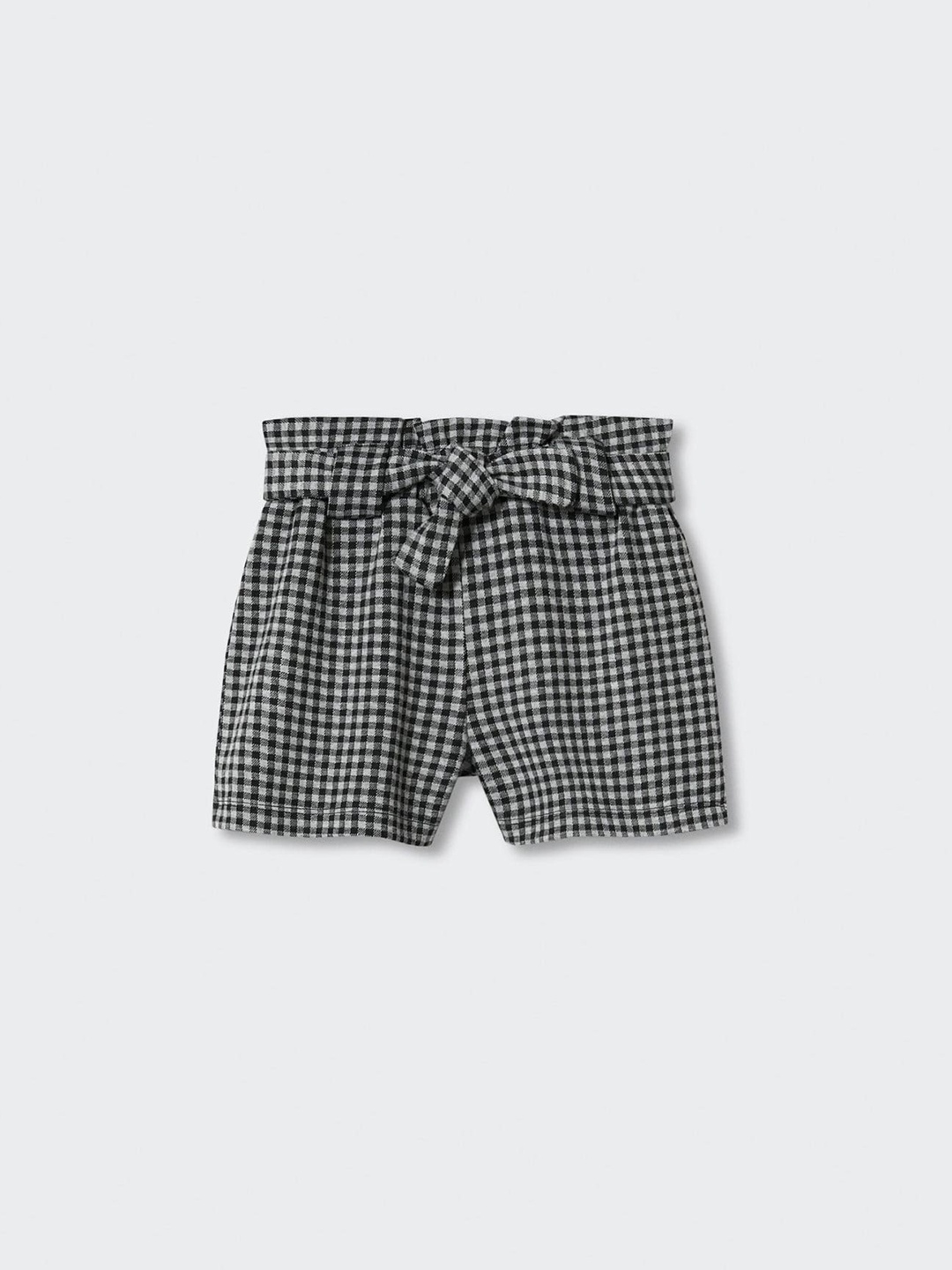 

Mango Kids Girls Checked Shorts with Belt, Black