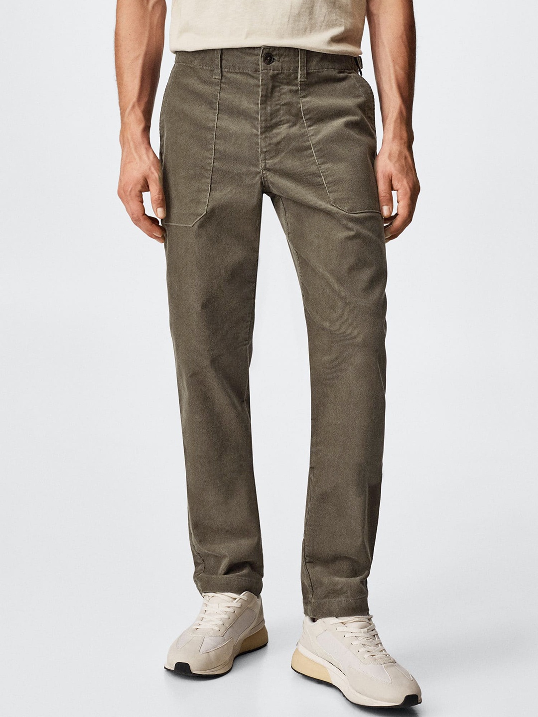 

MANGO MAN Sustainable Straight Fit Corduroy Trousers, Brown