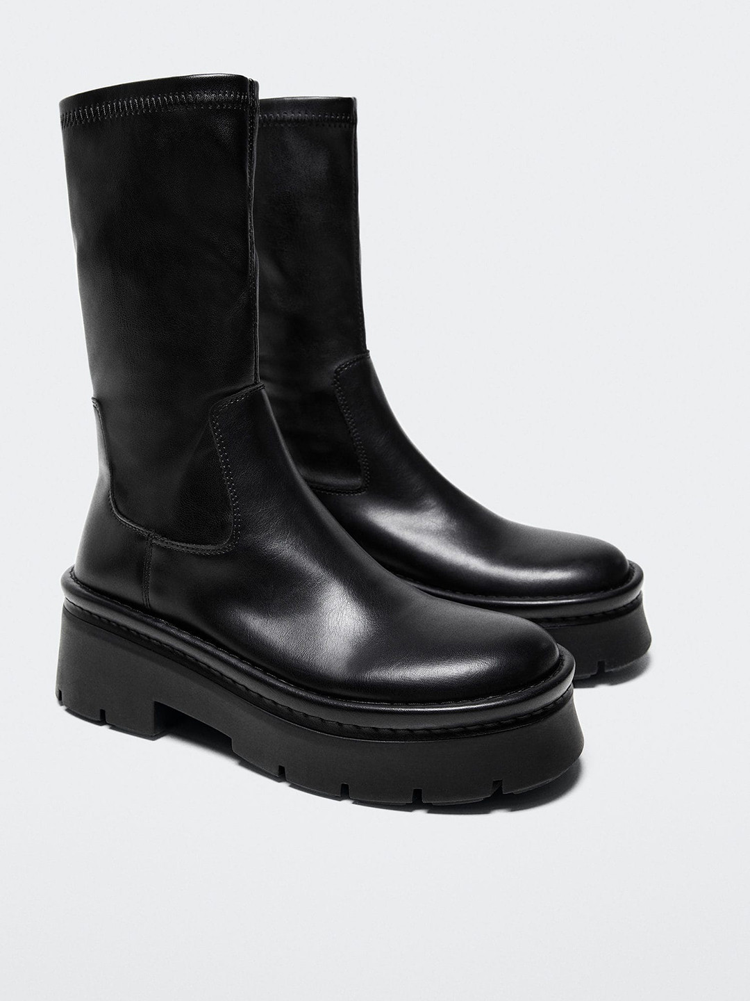 

MANGO Women High-Top Boots, Black