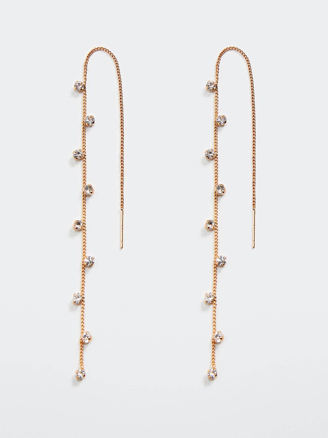 

MANGO Stone-Studded Contemporary Drop Earrings, Gold