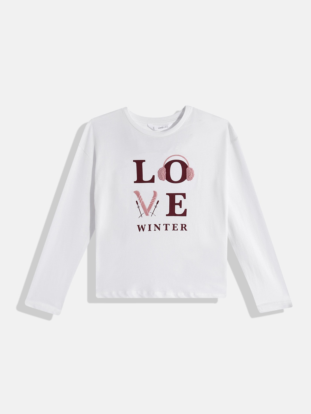 

Mango Kids Girls Typography Printed Applique Detail T-shirt, White