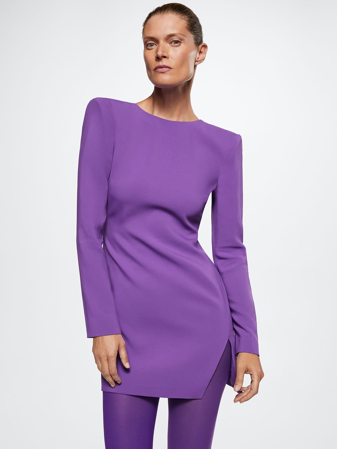 

MANGO Styled Back Structured Sheath Mini Dress, Purple