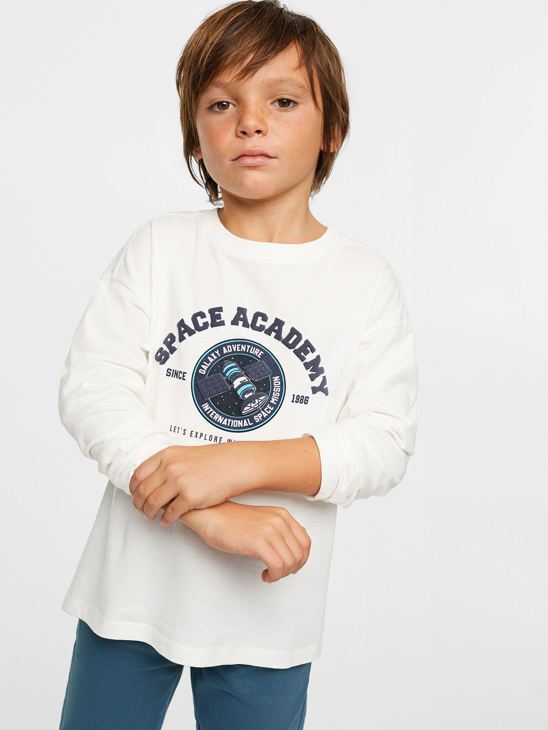 

Mango Kids Boys Pure Cotton Graphic Printed Sustainable T-shirt, White