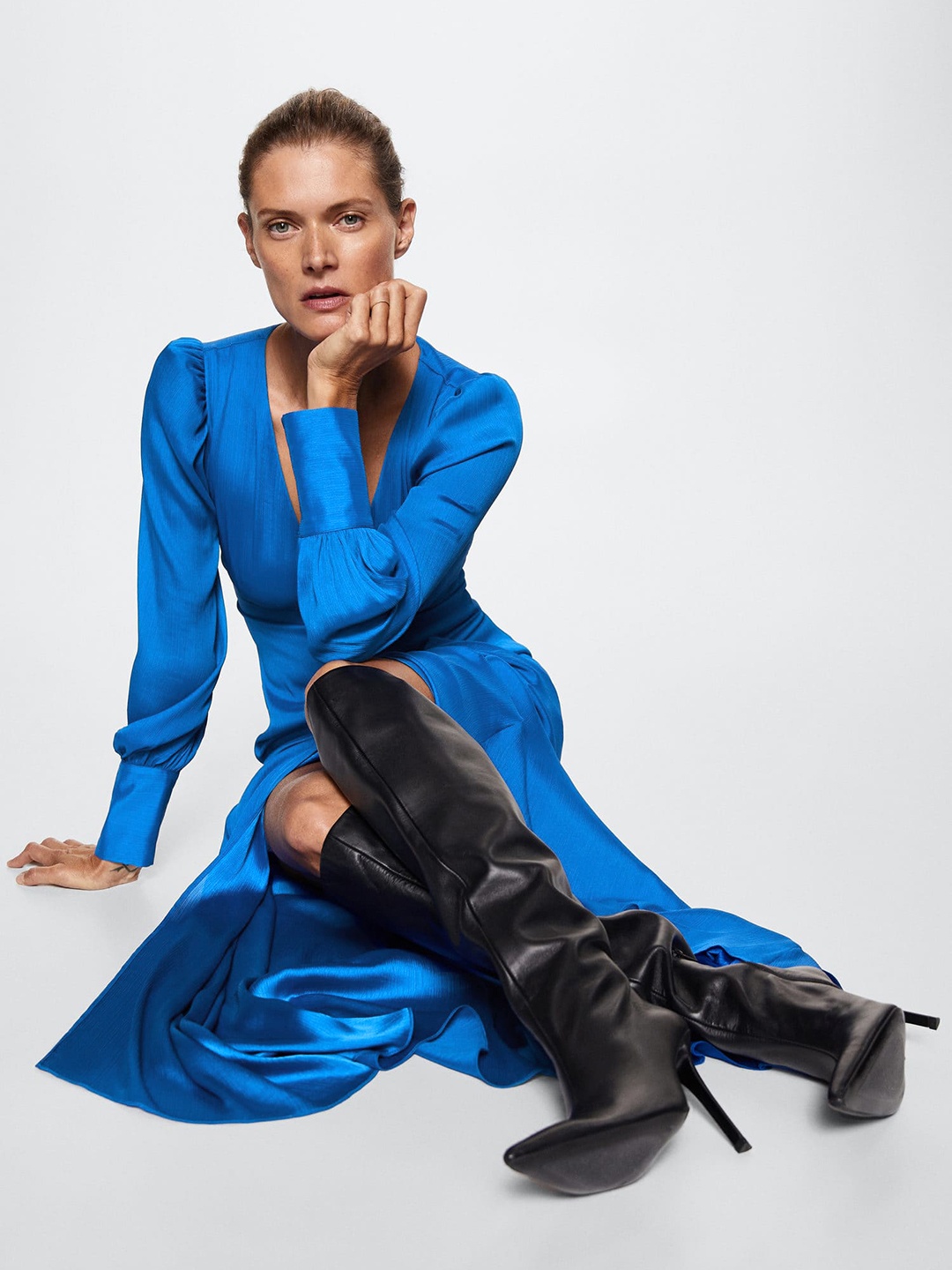 

MANGO V-Neck Maxi Dress, Blue