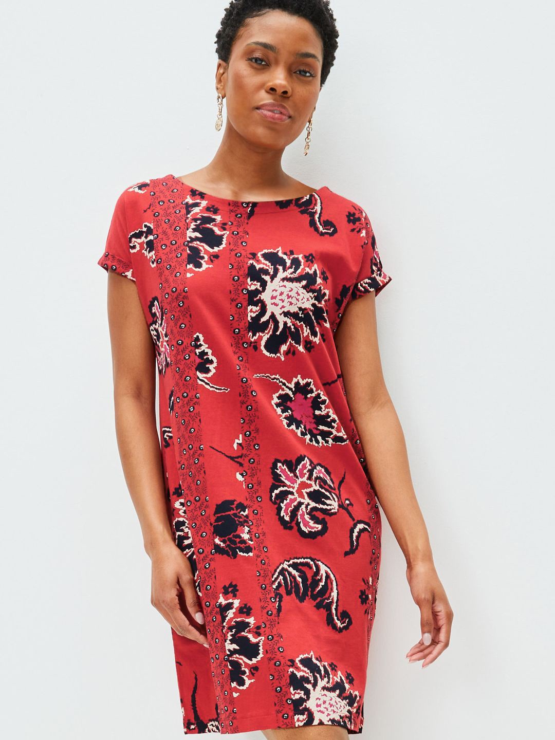 

NEXT Pure Cotton Floral Print T-shirt Dress, Red