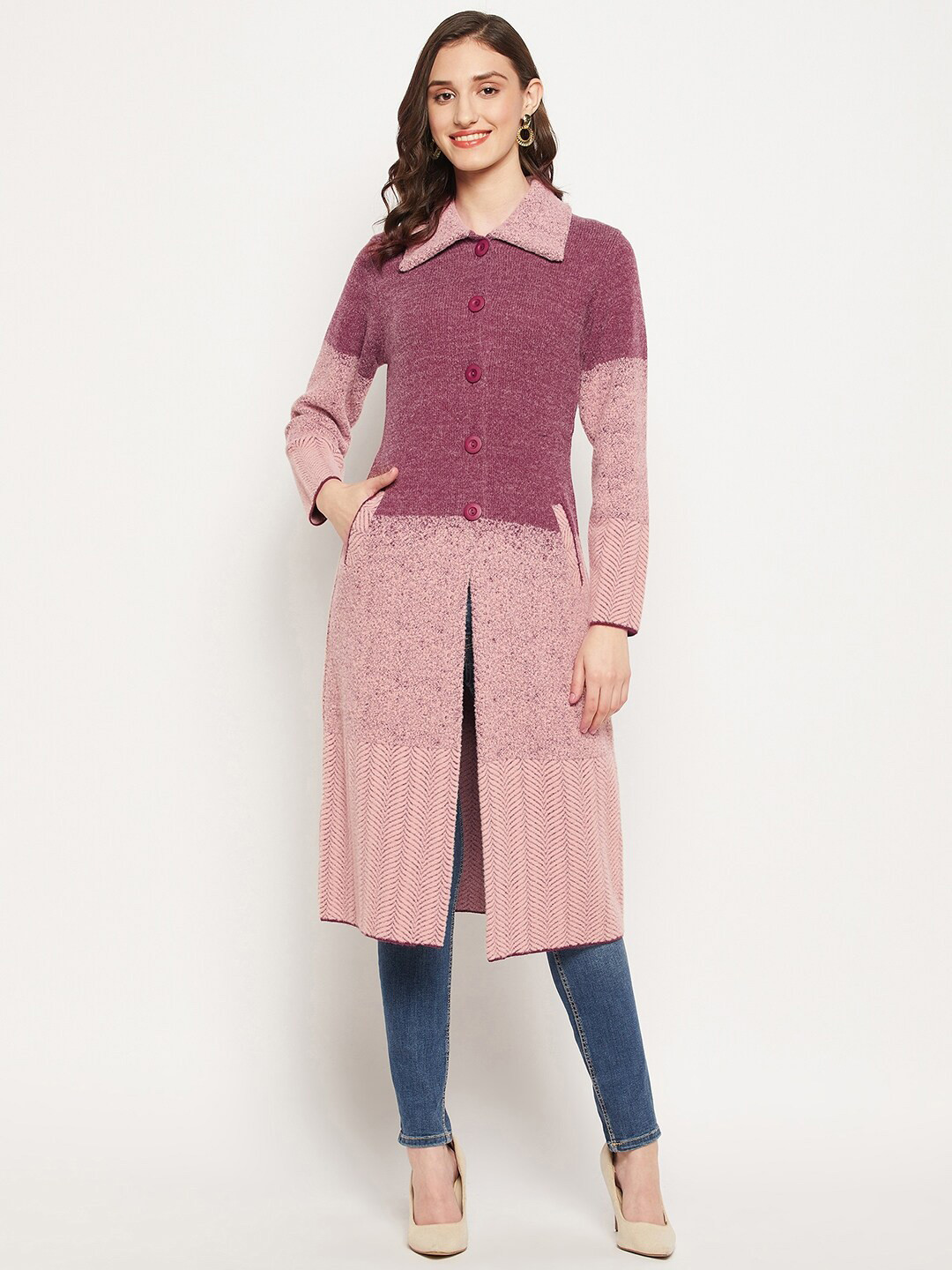 

Zigo Colourblocked Wool Longline Sweater, Maroon