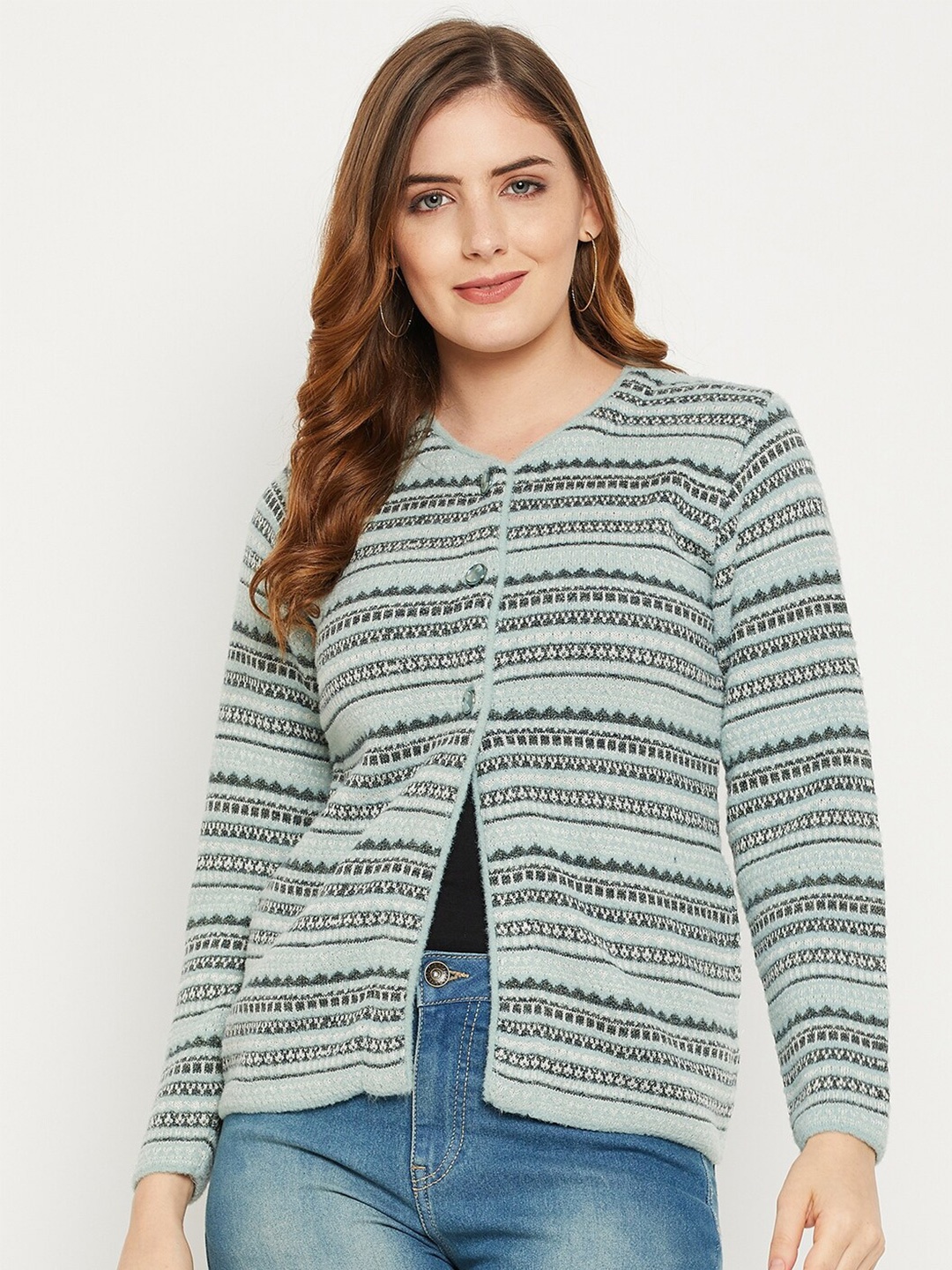 

Zigo Women Striped Wool Sweater, Blue