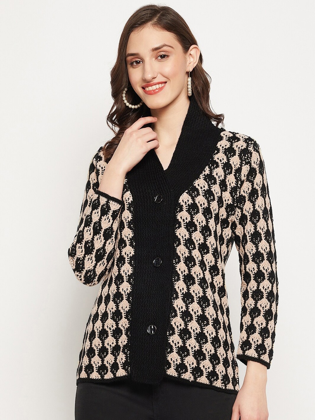 

Zigo Women Printed Wool Sweater, Black