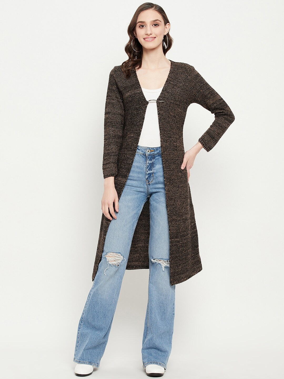 

Zigo Women Longline Wool Sweater, Charcoal