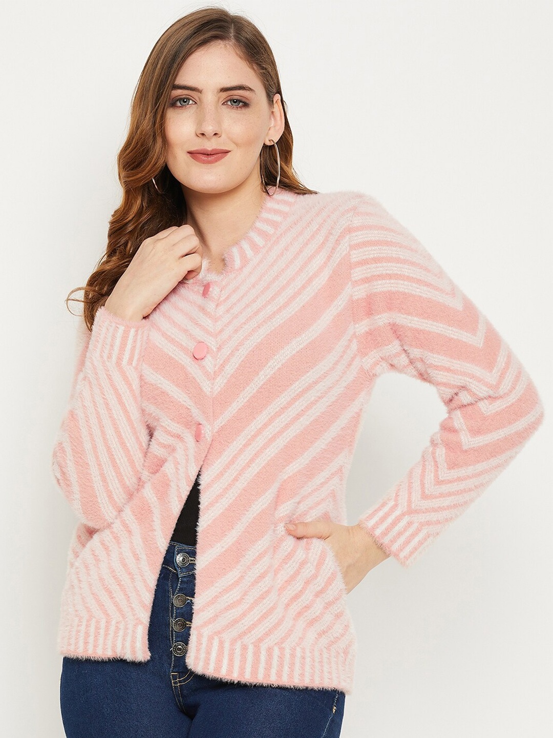 

Zigo Women Striped Wool Sweater, Peach