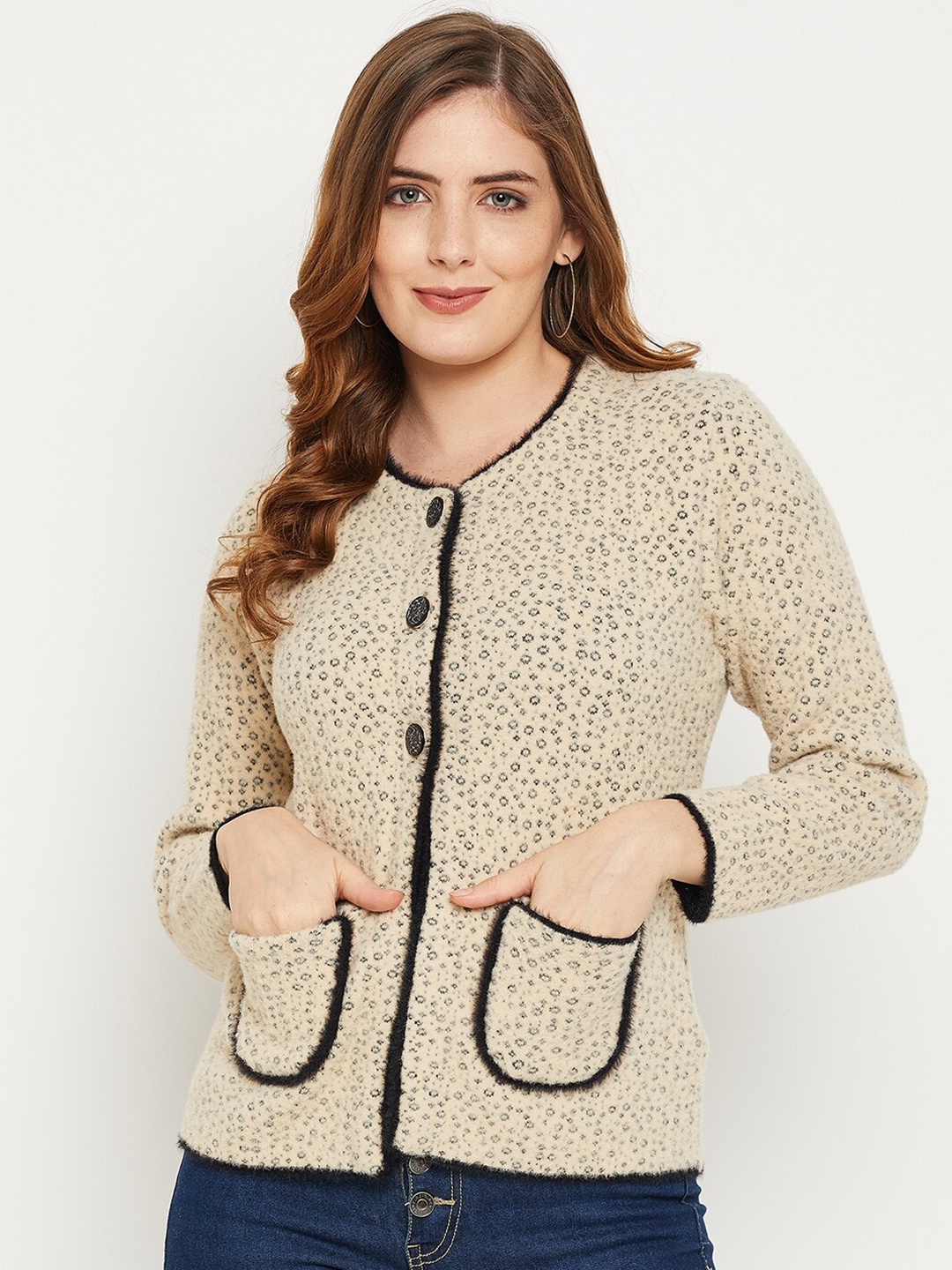 

Zigo Women Printed Wool Sweater, Beige