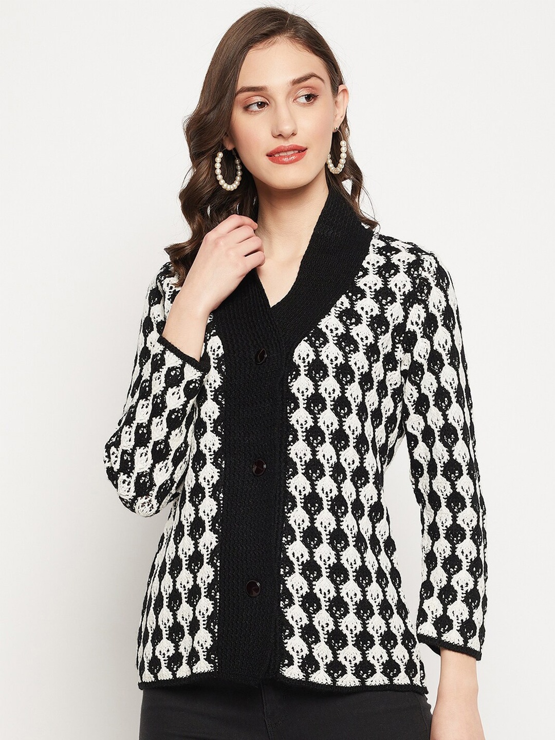 

Zigo Women Printed Wool Sweater, Black