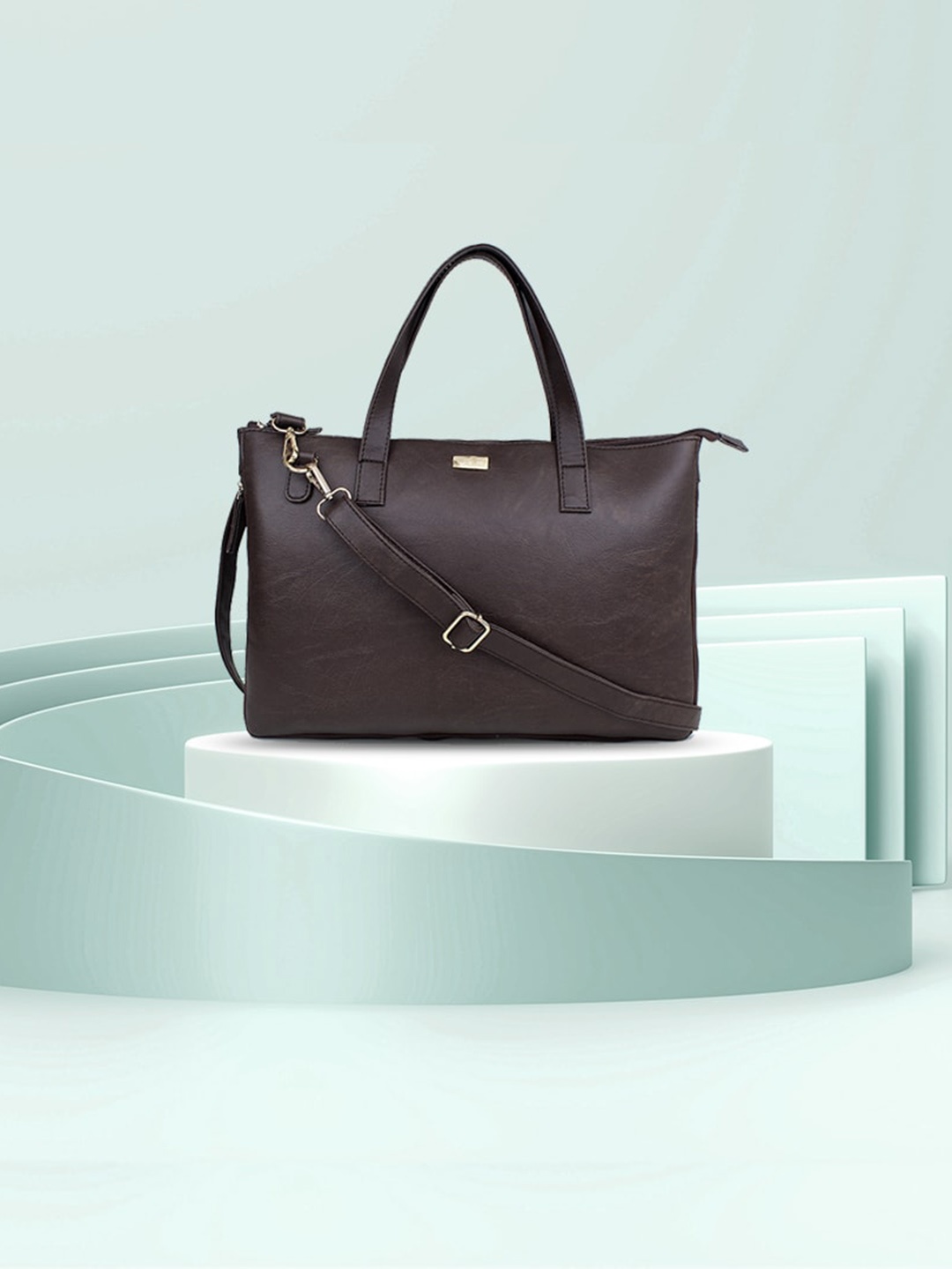 

yelloe Brown Textured Oversized Shopper Tote Bag with Bow Detail