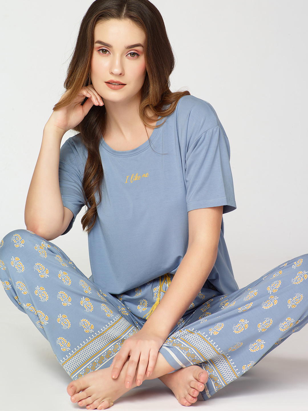 

I like me Women Short Sleeves Night suit, Blue