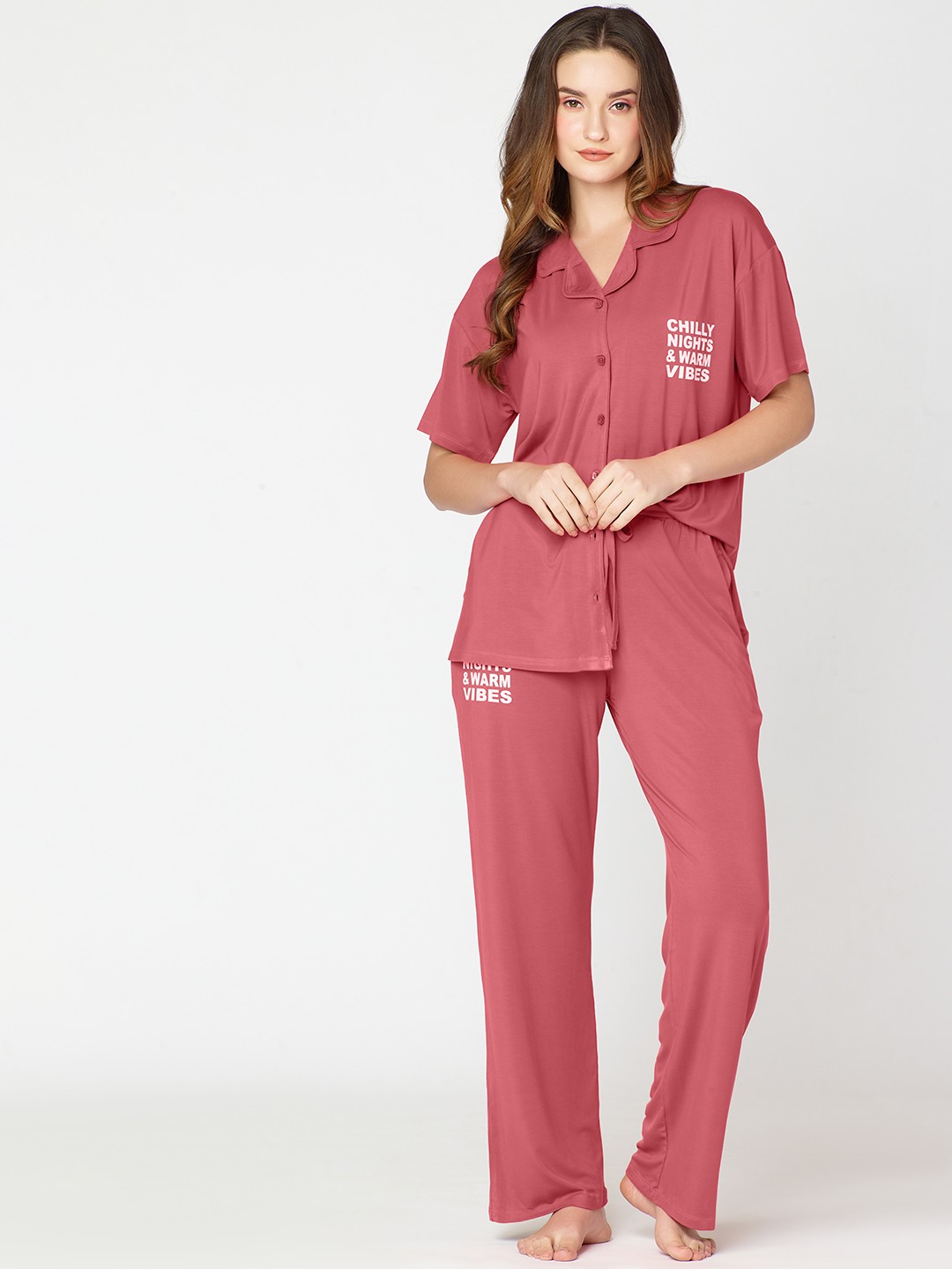 

I like me Printed Night suit, Rust