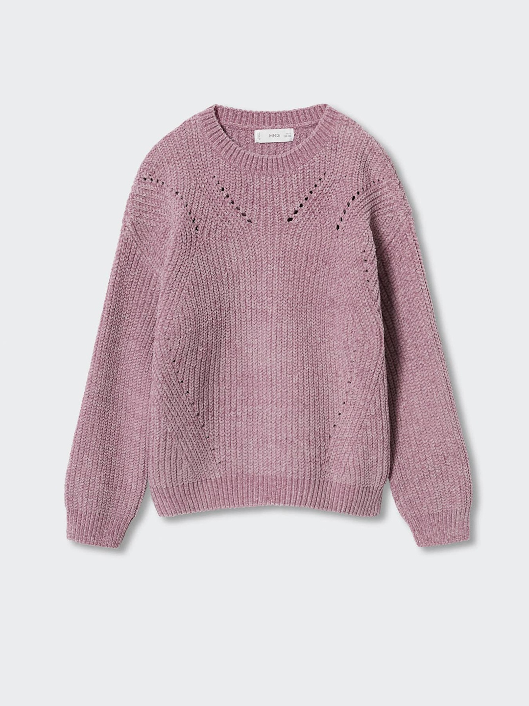 

Mango Kids Girls Open Knit Detail Sustainable Pullover, Mauve