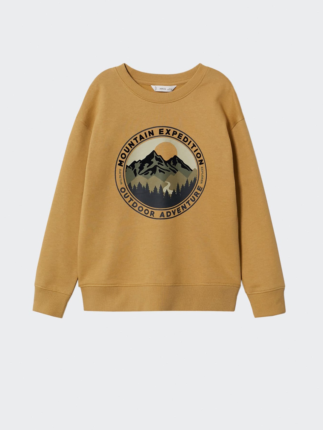 

Mango Kids Boys Graphic Printed Pure Cotton Sustainable Sweatshirt, Mustard