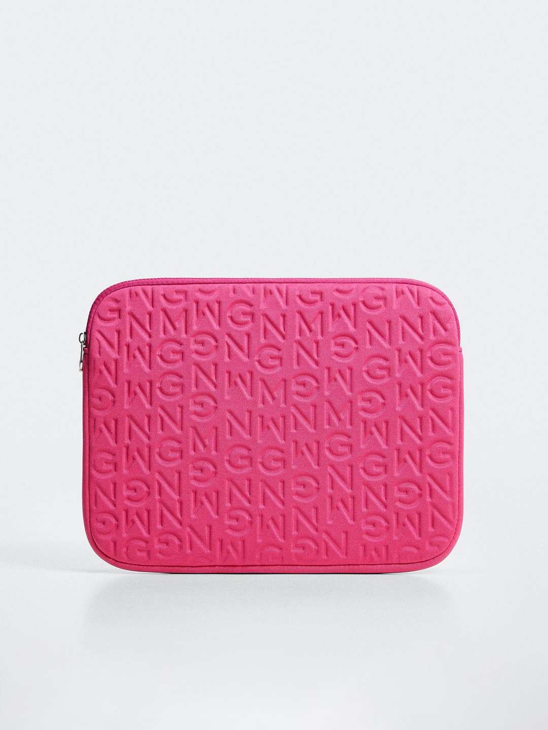 

MANGO Brand Logo Textured Laptop Bag, Pink