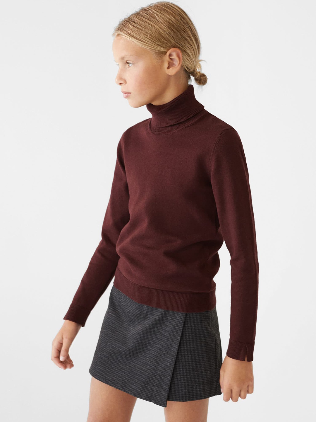 

Mango Kids Girls Turtle Neck Sustainable Pullover, Maroon