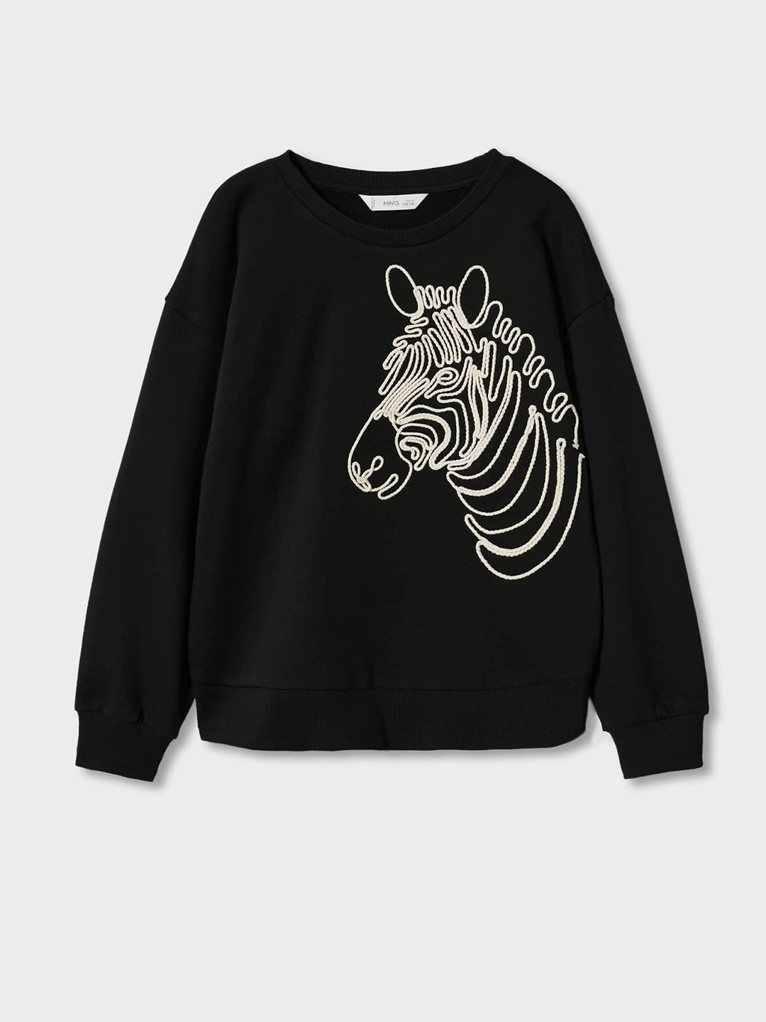 

Mango Kids Girls Pure Cotton Self Design Sustainable Sweatshirt, Black