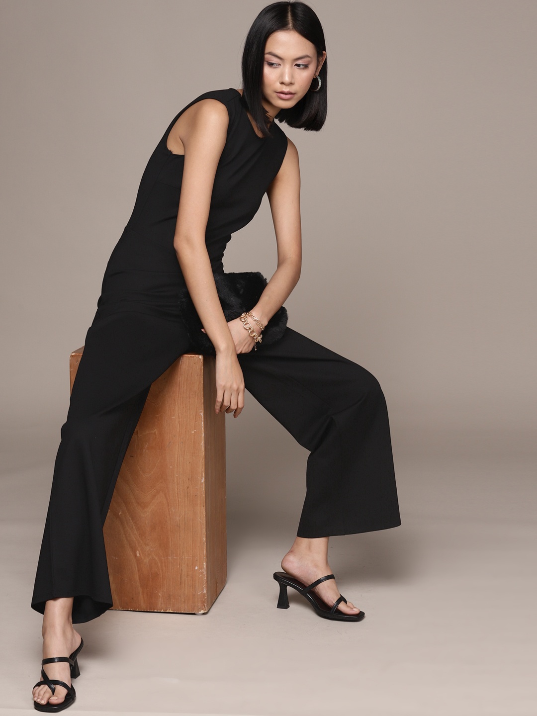 

MANGO Basic Sustainable Jumpsuit, Black