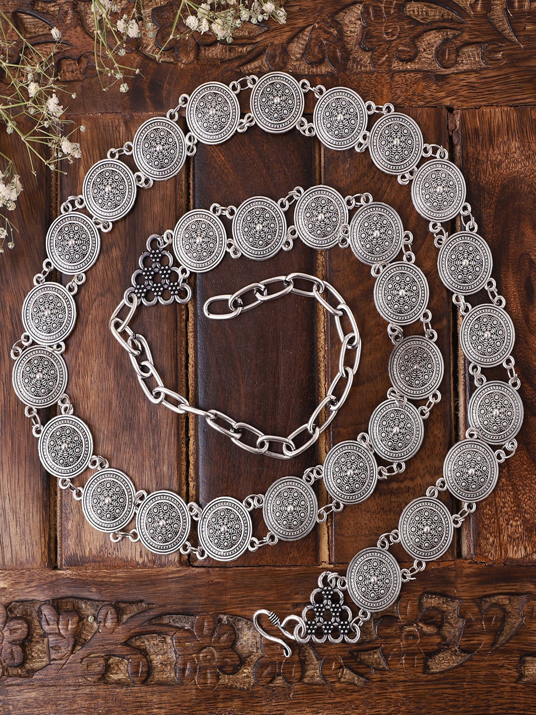 

VENI Oxidised German Silver Adjustable Waist Belt