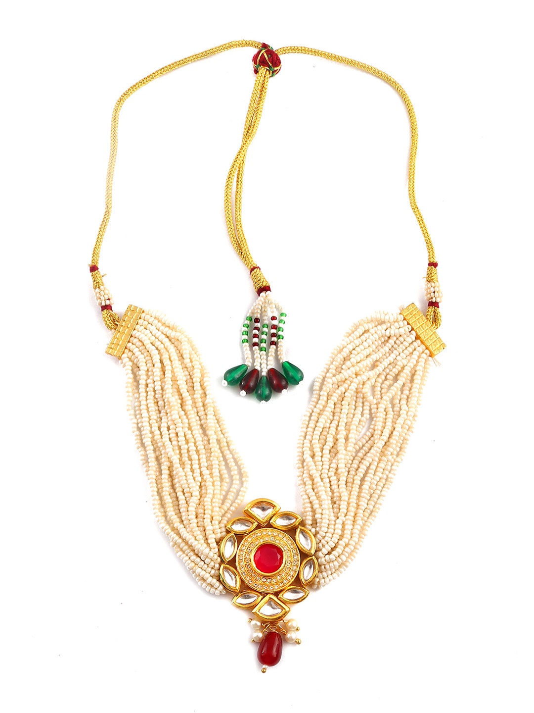 

Jewar Mandi Gold-Plated Kundan Studded & Beaded Jewellery Set