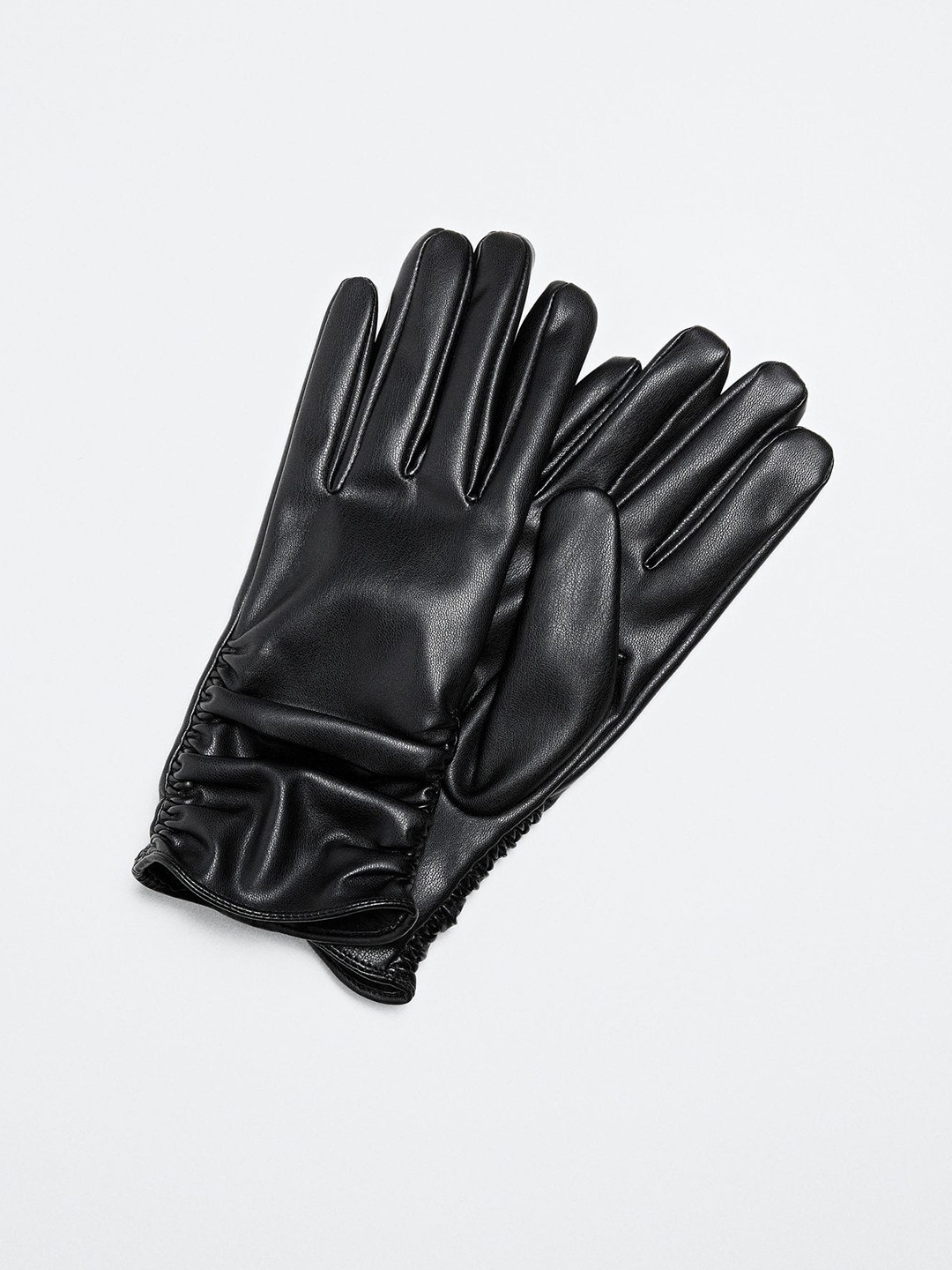 

MANGO Women Gathered Detail Hand Gloves, Black