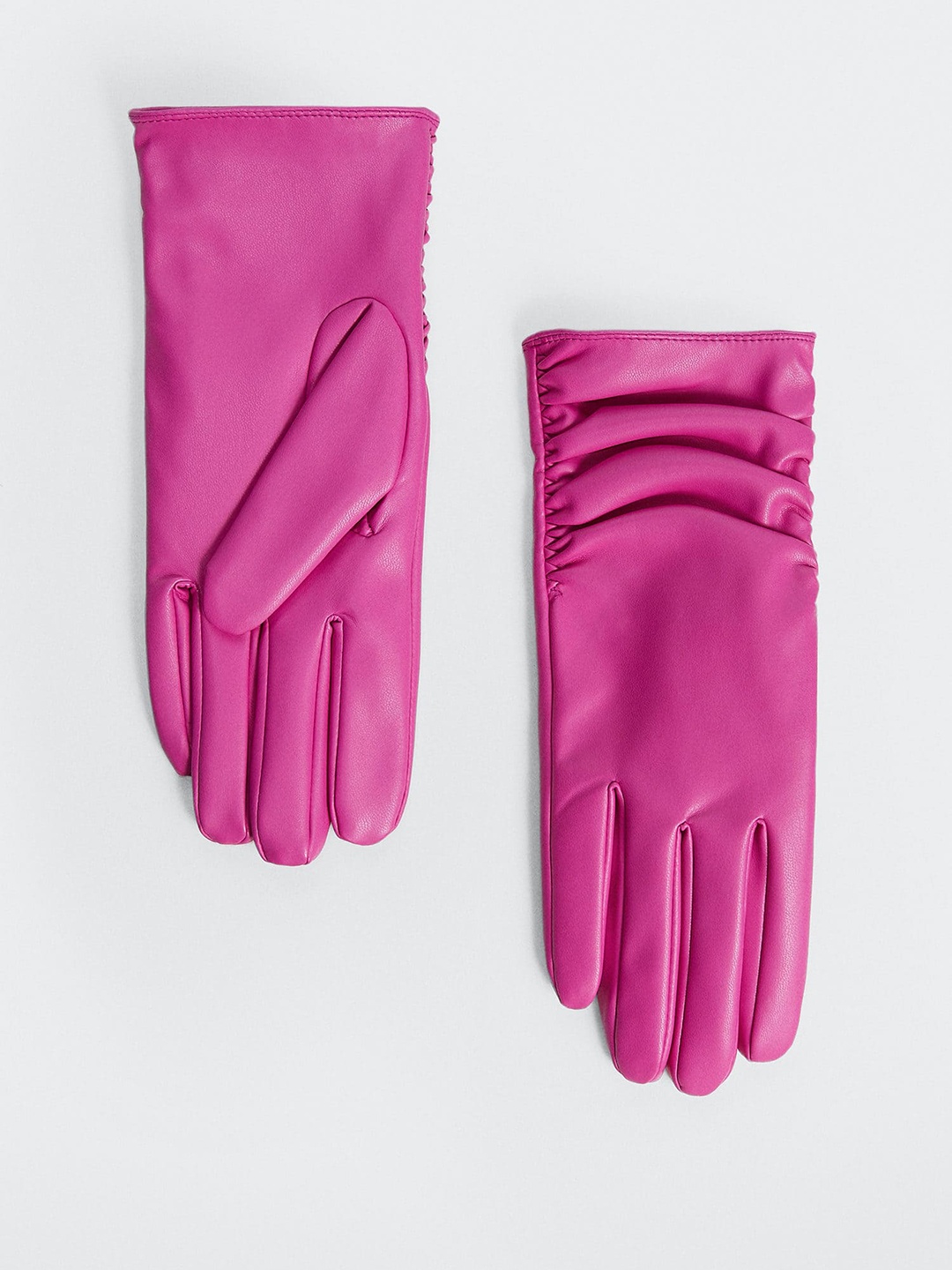 

MANGO Women Pleated Detail Hand Gloves, Fuchsia