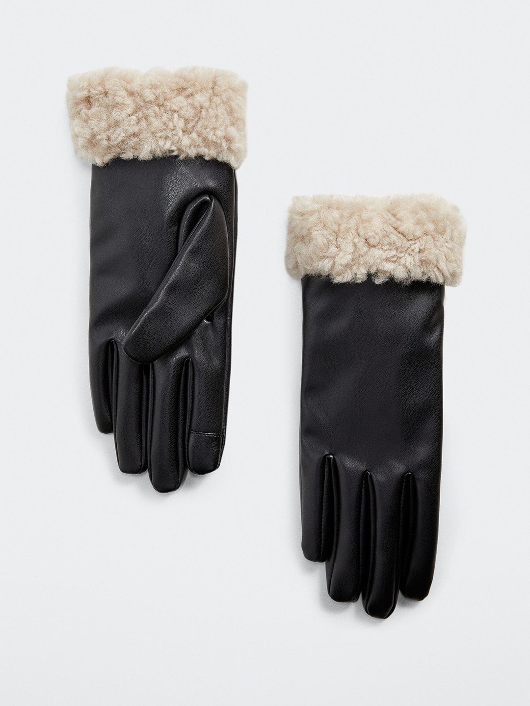 

MANGO Women Faux Leather Hand Gloves, Black