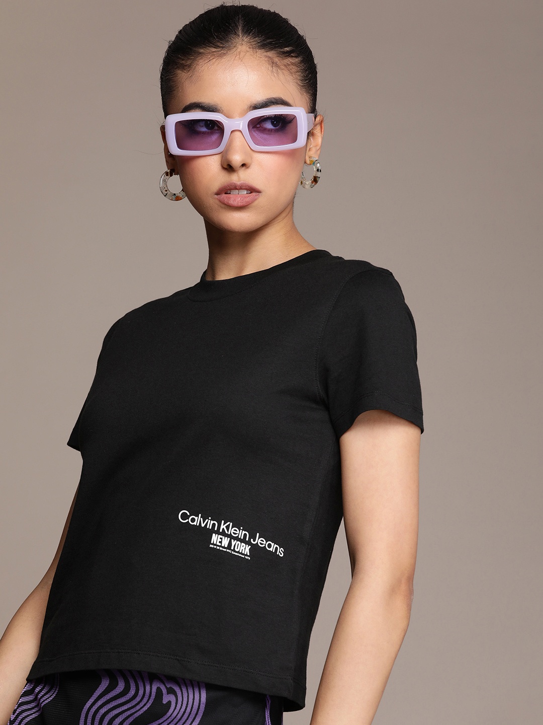 

Calvin Klein Jeans Pure Cotton Brand Logo T-shirt, Black