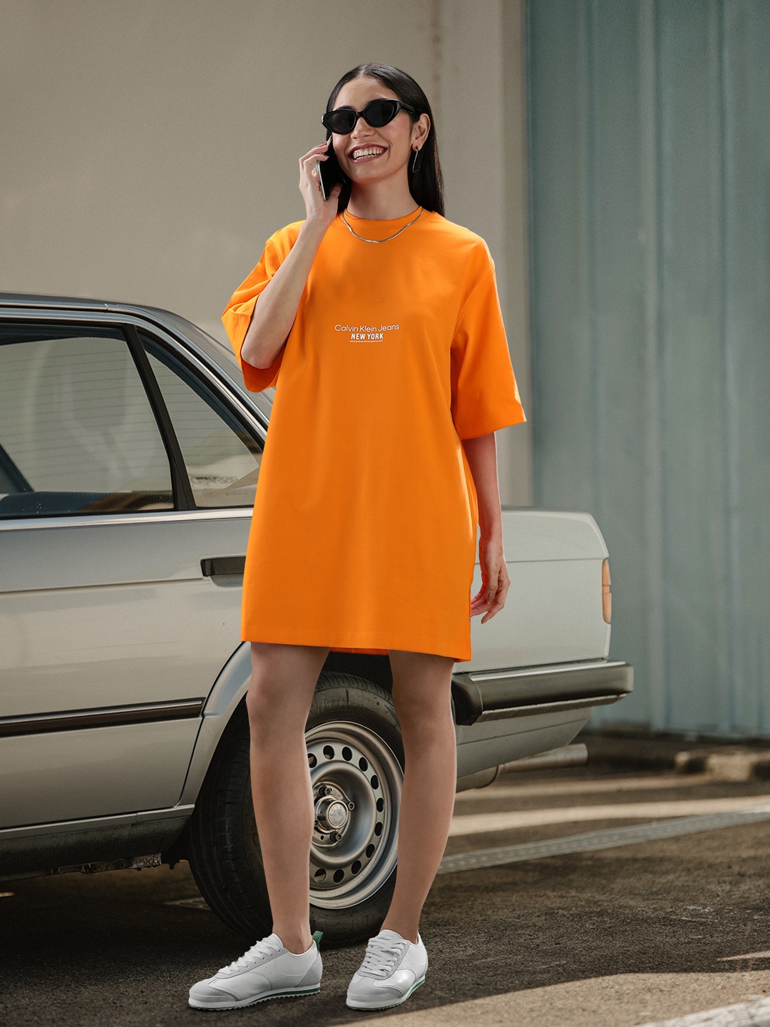 

Calvin Klein Jeans Printed T-shirt Dress, Orange