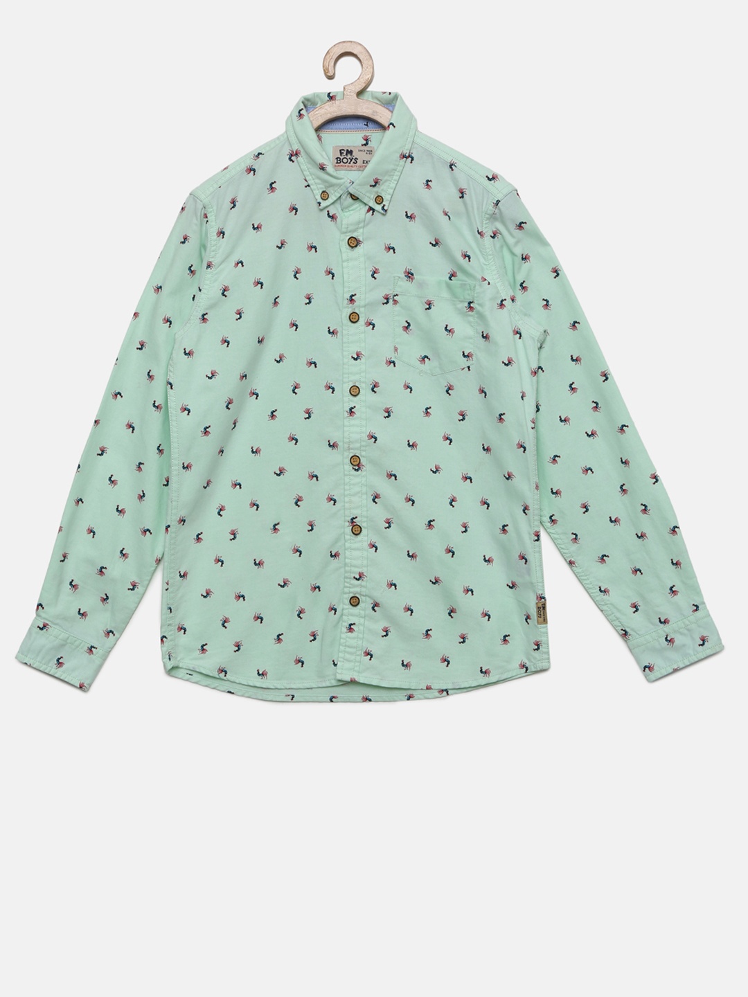 

Flying Machine Boys Sea Green Slim Fit Printed Casual Shirt