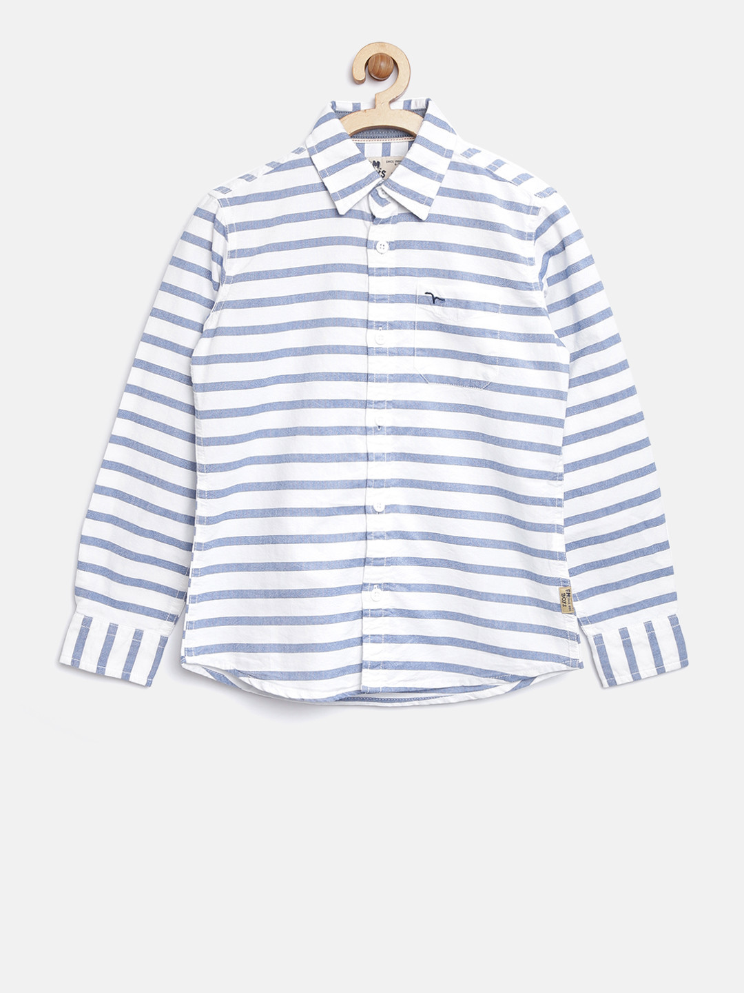 

Flying Machine Boys White & Blue Regular Fit Striped Casual Shirt