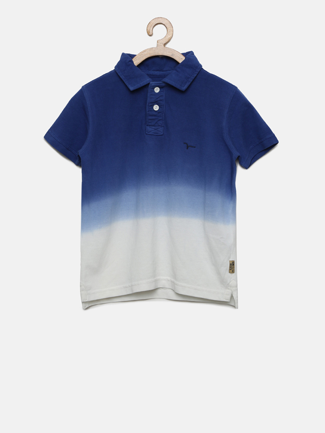

Flying Machine Boys Blue Ombre-Tie & Dye Polo Collar T-shirt