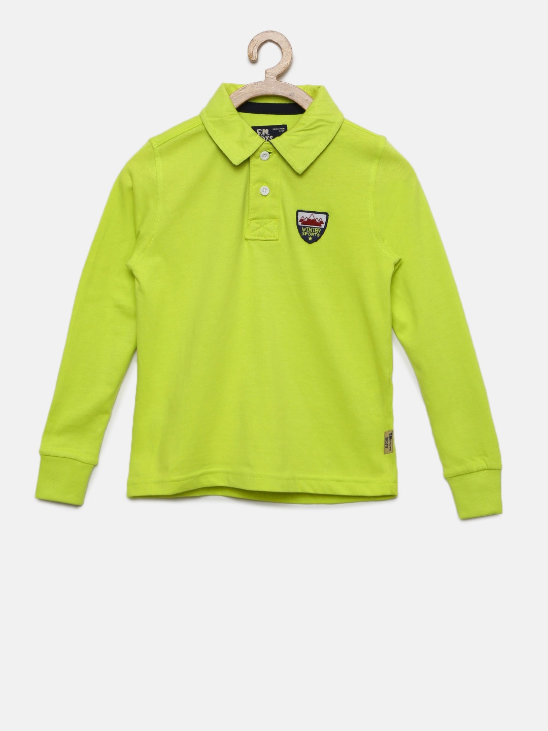 

Flying Machine Boys Lime Green Solid Polo Collar T-shirt