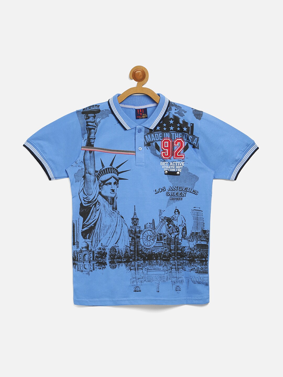 

V2 Value & Variety Boys Printed Polo Collar Cotton T-shirt, Blue