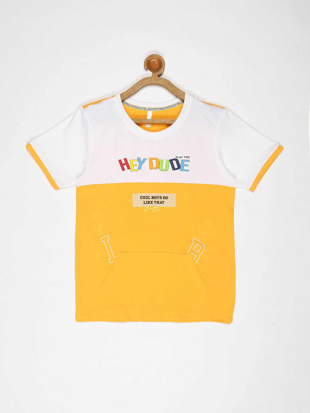 

V2 Value & Variety Boys Colourblocked Cotton T-shirt, Yellow