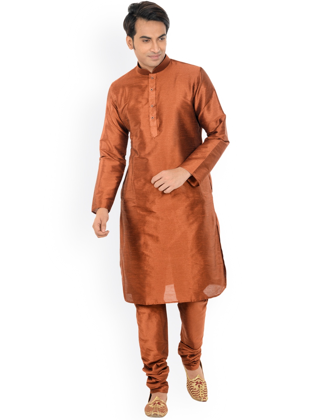 

DEYANN Men Copper-Toned Solid Kurta with Churidar