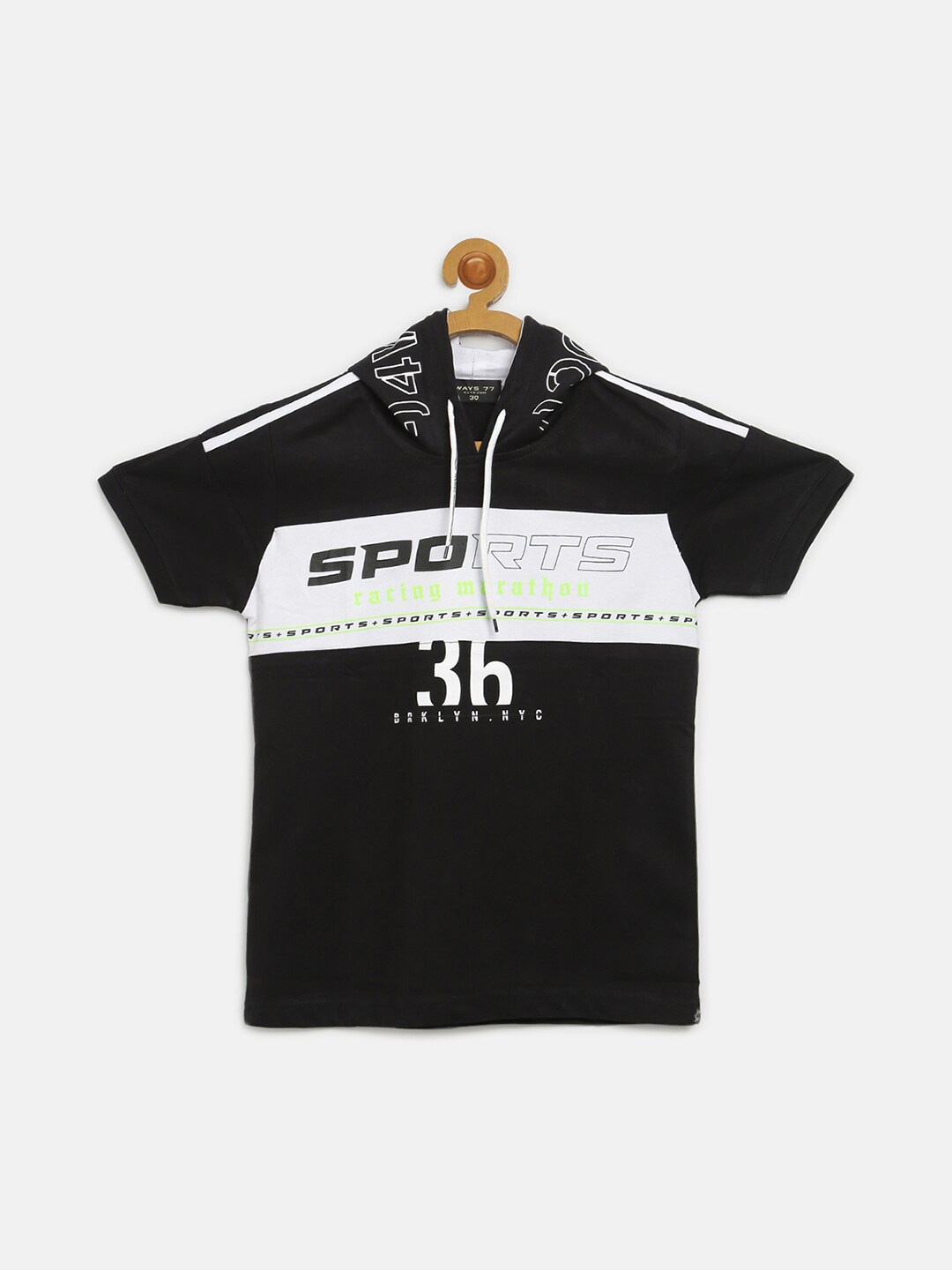 

V2 Value & Variety Boys Colourblocked Cotton T-shirt, Black
