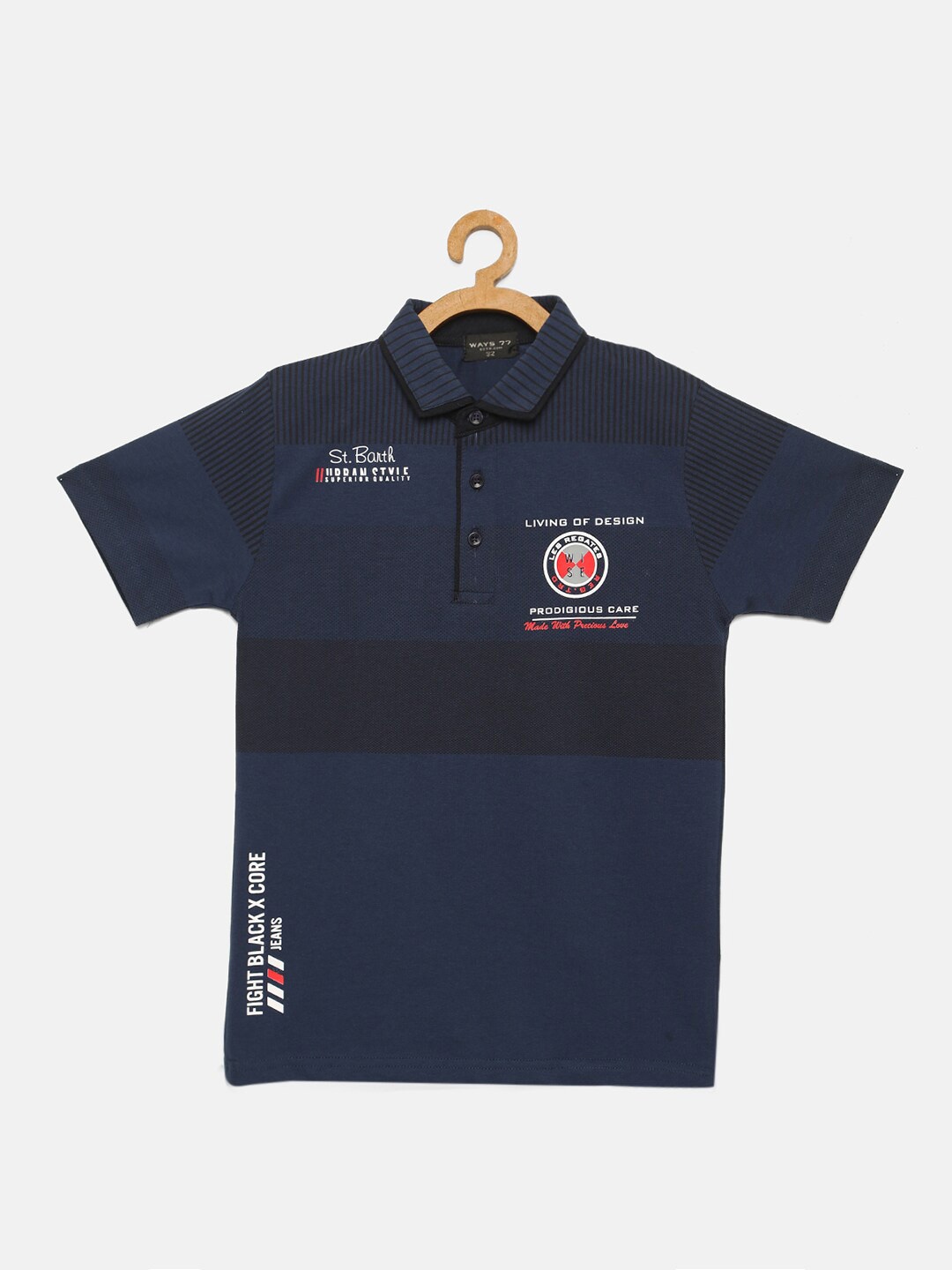 

V2 Value & Variety Boys Polo Collar Cotton T-shirt, Blue