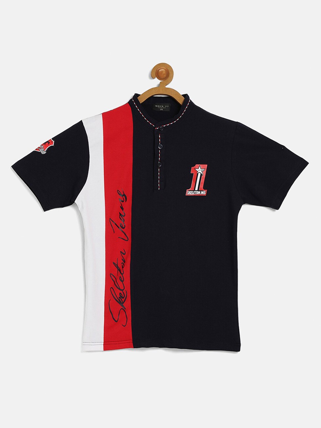 

V2 Value & Variety Boys Colourblocked Cotton T-shirt, Black