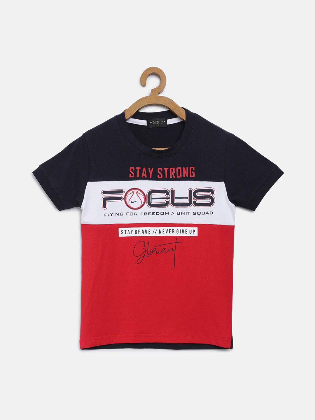 

V2 Value & Variety Boys Typography Printed Cotton T-shirt, Red