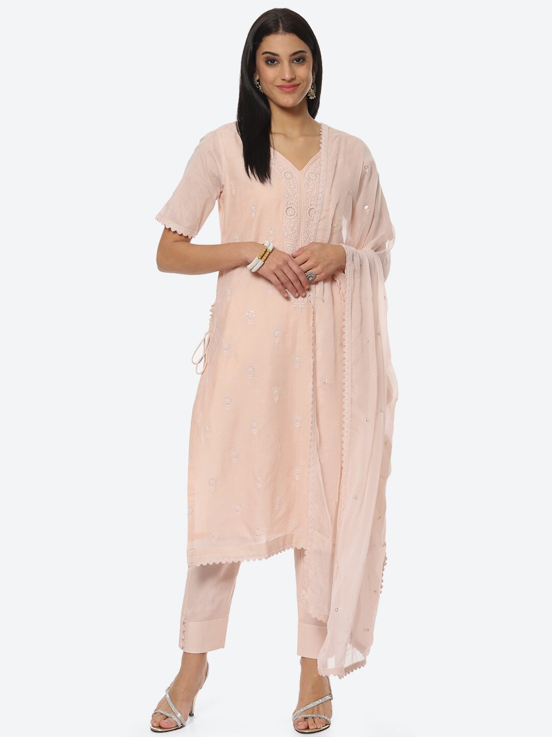 

Biba Embroidered Unstitched Dress Material, Beige