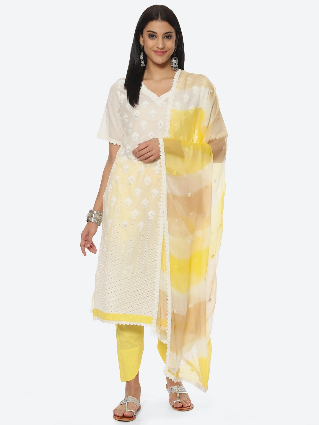 

Biba Embroidered Unstitched Dress Material, White