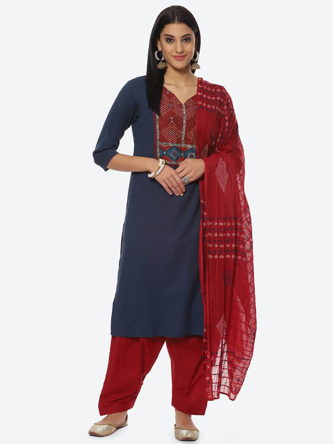 

Biba Unstitched Dress Material, Blue