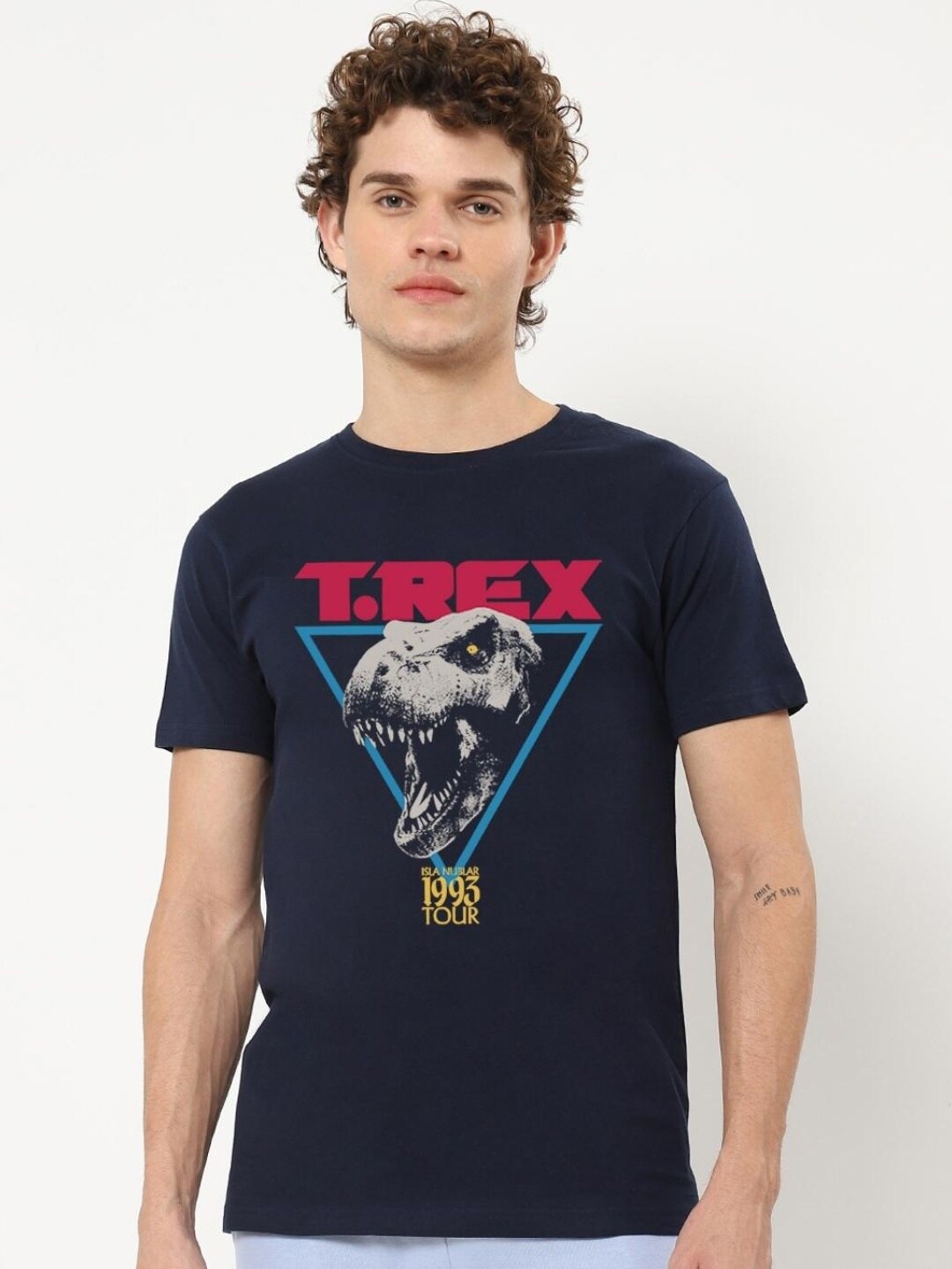 

Bewakoof Men Printed Cotton T-shirt, Navy blue