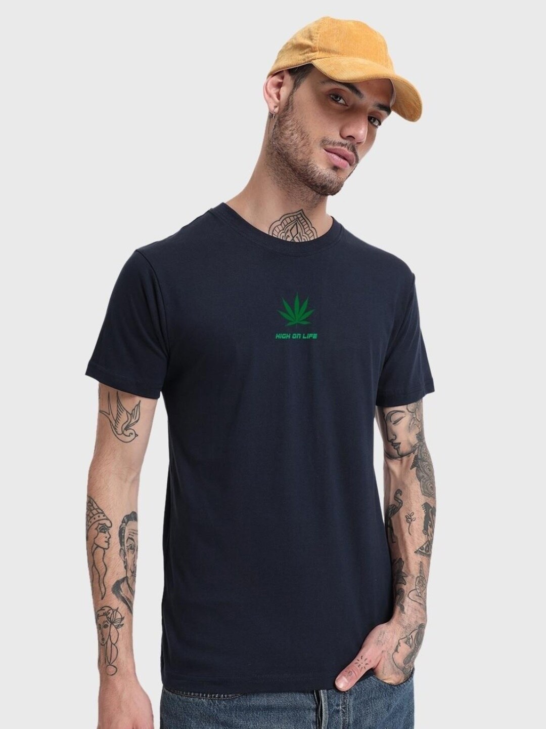 

Bewakoof Men Typography Printed Cotton T-shirt, Black