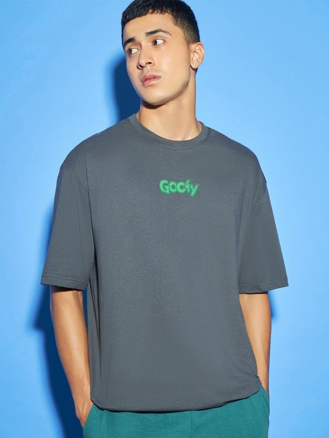 

Bewakoof Men Cotton Loose T-shirt, Grey